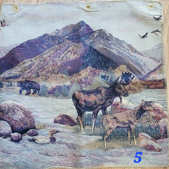VTG 27x27 Tapestry Fabric Sample LaCrosse Furniture Co Country Wild Life Scene - Picture 1 of 6